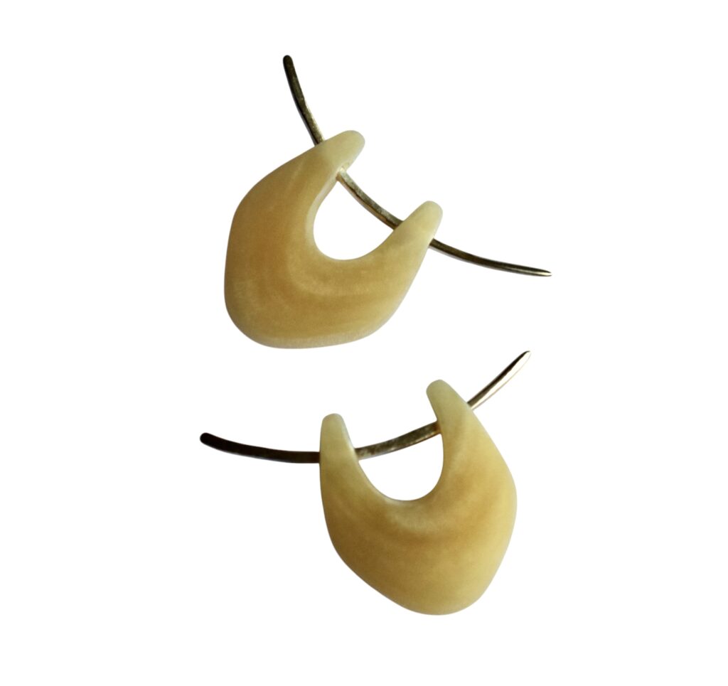 Caramel Horn and Recycled 9ct Yellow Gold Earrings